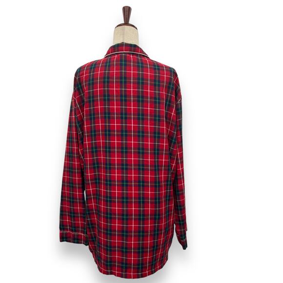 Disney Store Red Holiday Plaid Button Up Shirt XL Mickey Mouse Embroidered sleep - Picture 7 of 11